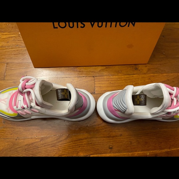 Pink white and yellow Louis Vuitton lv arch-light sneakers - Picture 5 of 8